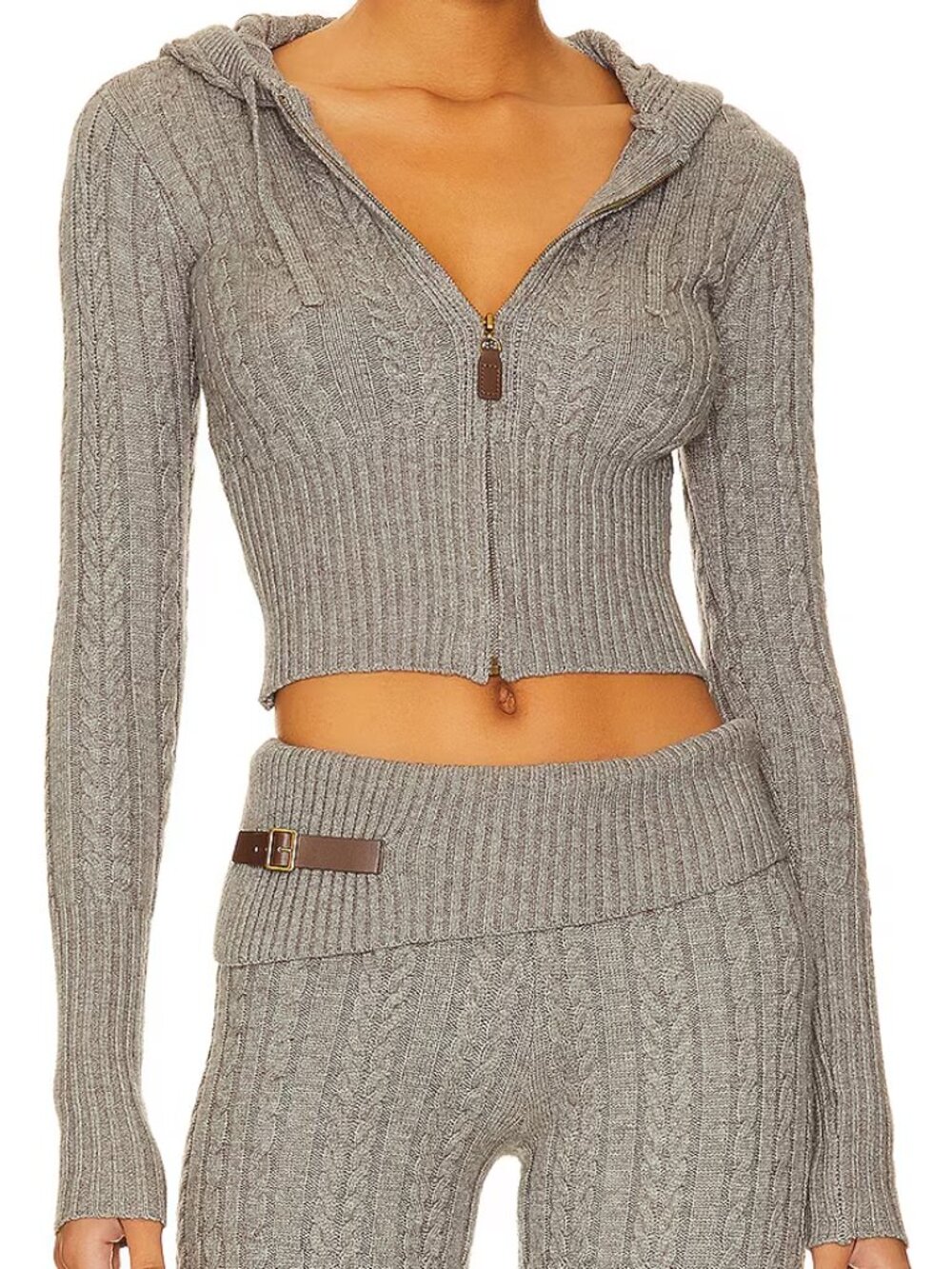 Frankies Bikinis Aimee Cable Knit Hoodie S